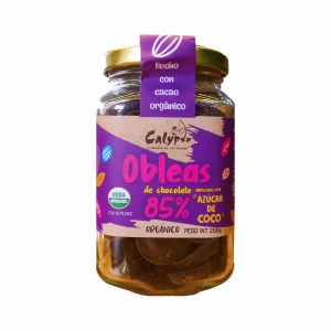 Obleas de chocolate 85% C_Azucar de Coco Vidrio 200gr Calypso